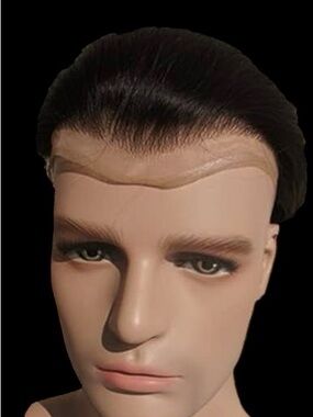 Sleek Natural color Men’s Toupee human hair baldness replacement wig BNWOT